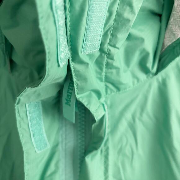 Marmot Kid Sz L (10-12) Green Windbreaker Waterproof Hooded Jacket Lightweight - Picture 7 of 16